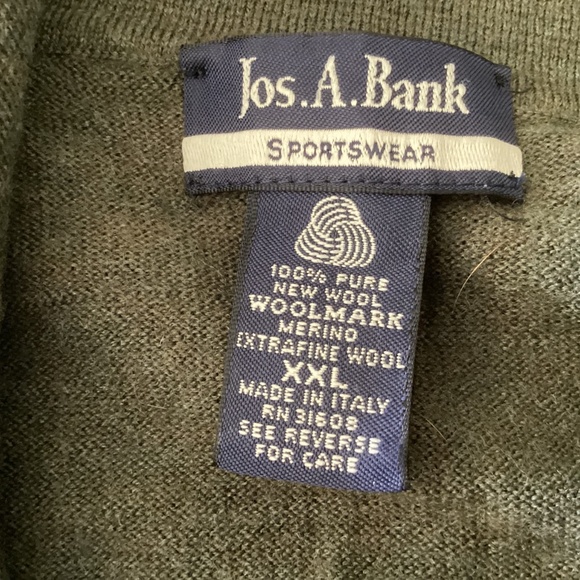 Jos.A.Bank MENS 100% Merino Wool Sweater, XXL, From Italy, Hunter Green, - Picture 7 of 7